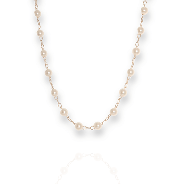 Gold Pearl Ball Link Necklace